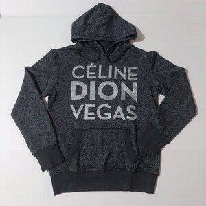 rare Celine Dion Las Vegas Metallic Glitter womens Hoodie size Small Gray Black